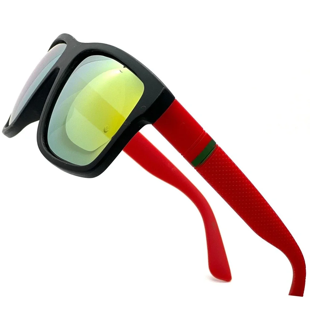 Men's Sunglasses Polarized ORange Mirrored Lens Square Frame Driving Fishing New
